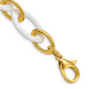 Lex & Lu Chisel Stainless Steel Yellow Plated & White Ceramic Necklace 20'' - 3 - Lex & Lu