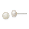 Lex & Lu Sterling Silver White FW Cultured Pearl 7-8mm Button Earrings - Lex & Lu