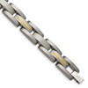 Lex & Lu Chisel Titanium w/14k Yellow Inlay Accent Bracelet 8.5'' - Lex & Lu