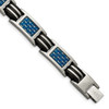 Lex & Lu Chisel Titanium Polished w/Blue Carbon Fiber & Rubber Bracelet 8.5'' - Lex & Lu