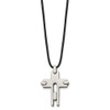 Lex & Lu Chisel Titanium Leather Cord Cross 18'' Necklace LAL40965 - 3 - Lex & Lu