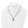 Lex & Lu Chisel Titanium Leather Cord Cross 18'' Necklace LAL40965 - 4 - Lex & Lu