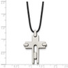 Lex & Lu Chisel Titanium Leather Cord Cross 18'' Necklace LAL40965 - 5 - Lex & Lu