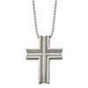 Lex & Lu Chisel Titanium Polished Cross Necklace 24'' - 3 - Lex & Lu