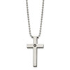 Lex & Lu Chisel Titanium Polished 1/2pt. Diamond Cross Necklace 22'' - 3 - Lex & Lu