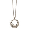 Lex & Lu Chisel Stainless Steel w/Black Oil & Crystal Circle Necklace 20'' - 2 - Lex & Lu