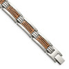 Lex & Lu Chisel Stainless Steel Polished Rose Plated Bracelet 8.5'' LAL41167 - Lex & Lu