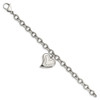 Lex & Lu Chisel Stainless Steel CZ Heart Charm Fancy Bracelet 7.5'' LAL41206 - 3 - Lex & Lu