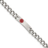 Lex & Lu Chisel Stainless Steel Red Enamel Medical Bracelet 9.5'' LAL41222 - Lex & Lu