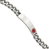 Lex & Lu Chisel Stainless Steel Red Enamel Medical Bracelet 9.5'' LAL41222 - 2 - Lex & Lu