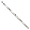 Lex & Lu Chisel Stainless Steel Red Enamel Medical Bracelet 9.5'' LAL41222 - 3 - Lex & Lu