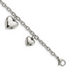 Lex & Lu Chisel Stainless Steel Polished Hearts 8'' Bracelet - Lex & Lu