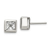 Lex & Lu Chisel Stainless Steel Polished Square CZ Post Earrings LAL41270 - Lex & Lu