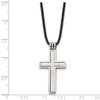 Lex & Lu Chisel Stainless Steel Leather Cord Cross Necklace 18'' LAL41311 - 5 - Lex & Lu