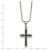 Lex & Lu Chisel Stainless Steel Carbon Fiber Cross Necklace 22'' LAL41319 - 5 - Lex & Lu