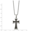 Lex & Lu Chisel Stainless Steel Carbon Fiber Cross Necklace 22'' LAL41323 - 3 - Lex & Lu