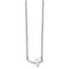 Lex & Lu Chisel Stainless Steel Polished Sideways Cross 18'' Necklace LAL41333 - Lex & Lu