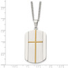 Lex & Lu Chisel Stainless Steel Yellow Plated Cross Necklace 22'' LAL41338 - 5 - Lex & Lu