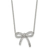 Lex & Lu Chisel Stainless Steel Crystal Polished Bow Necklace 16.25'' LAL41346 - Lex & Lu