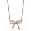 Lex & Lu Chisel Stainless Steel Crystal Polished Bow Necklace 16.25'' LAL41347 - Lex & Lu