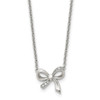 Lex & Lu Chisel Stainless Steel Polished CZ Bow Necklace 16'' LAL41350 - Lex & Lu