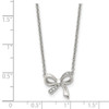 Lex & Lu Chisel Stainless Steel Polished CZ Bow Necklace 16'' LAL41350 - 5 - Lex & Lu