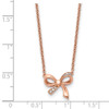 Lex & Lu Chisel Stainless Steel Polished CZ Bow Necklace 16'' LAL41351 - 5 - Lex & Lu