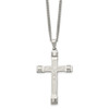 Lex & Lu Chisel Stainless Steel Brushed and Polished Cross Necklace 22'' LAL41376 - 3 - Lex & Lu