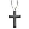 Lex & Lu Chisel Stainless Steel Black Plated Cross Necklace 24'' LAL41377 - Lex & Lu