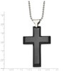Lex & Lu Chisel Stainless Steel Black Plated Cross Necklace 24'' LAL41377 - 3 - Lex & Lu