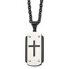 Lex & Lu Chisel Stainless Steel Brushed Blk Plated Dog Tag Necklace 24'' LAL41385 - Lex & Lu