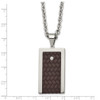 Lex & Lu Chisel Stainless Steel Reversible & w/Brown Leather Necklace LAL41388 - 3 - Lex & Lu