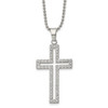 Lex & Lu Chisel Stainless Steel Polished CZ Cross Necklace 22'' LAL41390 - Lex & Lu