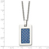 Lex & Lu Chisel Stainless Steel w/Blue Carbon Fiber Dog Tag Necklace LAL41392 - 5 - Lex & Lu