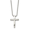 Lex & Lu Chisel Stainless Steel Cross Pendant 18'' Necklace - Lex & Lu