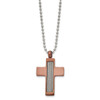 Lex & Lu Chisel Stainless Steel Brown Plated Cross Necklace 24'' LAL41407 - 3 - Lex & Lu