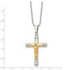 Lex & Lu Chisel Stainless Steel Yellow Plated Crucifix Pendant Necklace LAL41415 - 2 - Lex & Lu