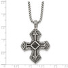 Lex & Lu Chisel Stainless Steel Blk Agate & Cross Pendant Necklace 24'' LAL41417 - 5 - Lex & Lu