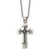 Lex & Lu Chisel Stainless Steel Cross Pendant Necklace 24'' LAL41418 - Lex & Lu