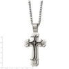 Lex & Lu Chisel Stainless Steel Cross Pendant Necklace 24'' LAL41418 - 3 - Lex & Lu