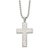 Lex & Lu Chisel Stainless Steel Textured Cross Pendant Necklace 24'' LAL41419 - Lex & Lu