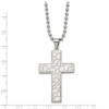 Lex & Lu Chisel Stainless Steel Textured Cross Pendant Necklace 24'' LAL41419 - 3 - Lex & Lu