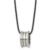 Lex & Lu Chisel Tungsten Polished Leather Cord Necklace 18'' LAL41446 - Lex & Lu