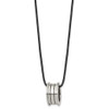 Lex & Lu Chisel Tungsten Polished Leather Cord Necklace 18'' LAL41446 - 3 - Lex & Lu