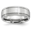 Lex & Lu Chisel Cobalt Satin and Polished Ridged Edge 8mm Band Ring LAL41473 - Lex & Lu