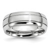 Lex & Lu Chisel Cobalt Polished and Satin Grooved 8mm Band Ring - Lex & Lu