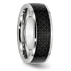 Lex & Lu Chisel Cobalt Black Carbon Fiber Inlay 8mm Polished Band Ring- 4 - Lex & Lu