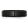 Lex & Lu Chisel Black Ceramic Beveled Edge 6mm Brushed and Polished Band Ring- 3 - Lex & Lu