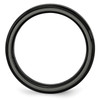 Lex & Lu Chisel Black Ceramic Ridged Edge 6mm Brushed and Polished Band Ring- 2 - Lex & Lu