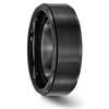 Lex & Lu Chisel Black Ceramic Ridged Edge 8mm Brushed and Polished Band Ring- 4 - Lex & Lu